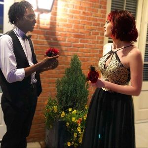 Black and Gold Prom Dress